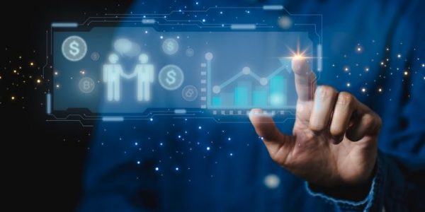 Businessman,Analyzes,Company,Profits,,Growing,,Profitable,Sales,With,Digital,Reality